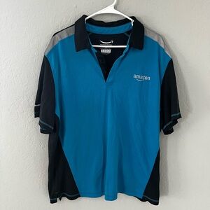 Amazon Men's Teal and Black Polo Shirt